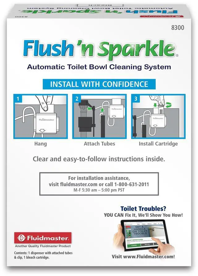 Alt view image 2 of 6 - 8300 Flush 'n Sparkle Automatic Toilet Bowl Cleaning System with Bleach Cartridge, 1 Count (Pack of 1) ( Packaging May Vary)