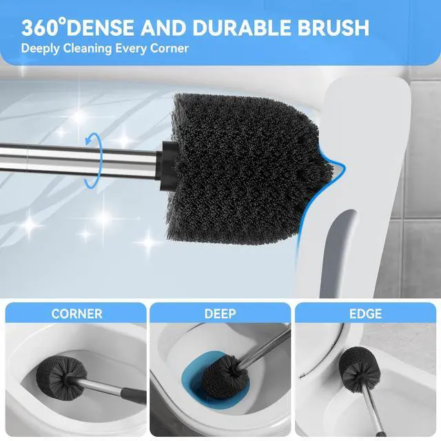Alt view image 2 of 7 - Toilet Brush, Toilet Brush and Holder Sliver Toilet Bowl Brush with Durable Bristles Modern Holder Toilet Scrubber Toilet Brush Set for Bathroom Cleaning