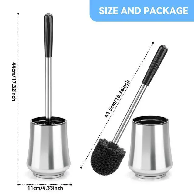 Alt view image 7 of 7 - Toilet Brush, Toilet Brush and Holder Sliver Toilet Bowl Brush with Durable Bristles Modern Holder Toilet Scrubber Toilet Brush Set for Bathroom Cleaning