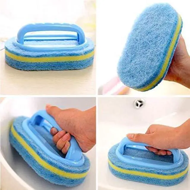 Alt view image 3 of 7 - 2-Piece Cleaning Brush for Bathroom Kitchen Bathtub Toilet Cleaner All Purpose Shower Sponge Scrubbing Brush with Ergonomic Handle