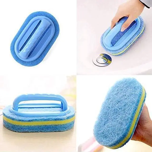 Alt view image 4 of 7 - 2-Piece Cleaning Brush for Bathroom Kitchen Bathtub Toilet Cleaner All Purpose Shower Sponge Scrubbing Brush with Ergonomic Handle