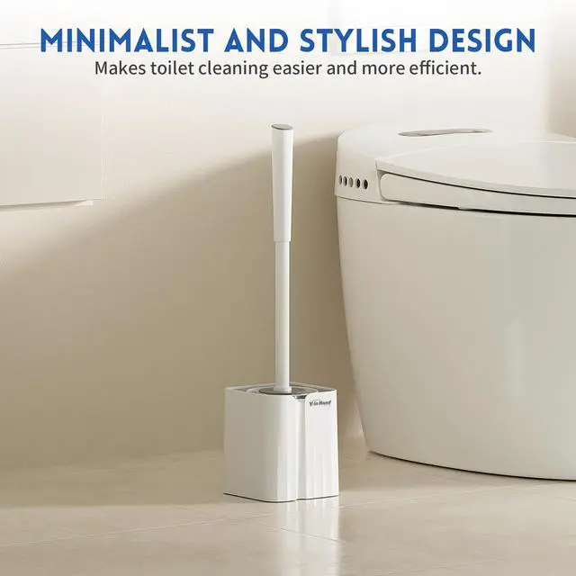 Alt view image 2 of 7 - Toilet Brush and Holder Set, Silicone Toilet Bowl Brush, Bathroom Accessories, Durable Toilet Scrubber Bristles, Compact Size for RV, Wall Mountable, Drip-Proof, Deep Cleaning. (White)