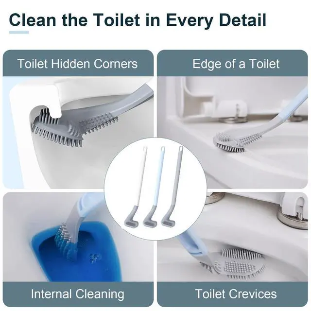 Alt view image 2 of 7 - Toilets Brushes, Toilet Cleaning Brush,Golf Flexible Bendable Silicone Long Handled Toilet Brushes, 360°Deep Toilets Bowl Cleaning Brush,Quick Drying Scrubber for Bathroom with Hook (White)