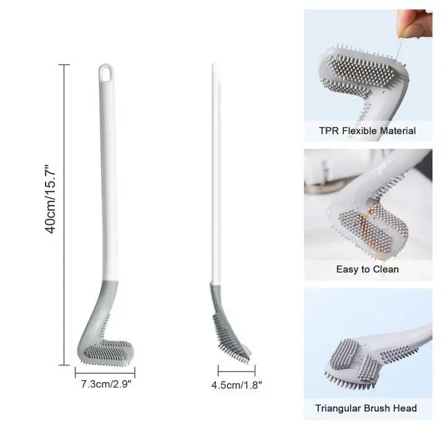 Alt view image 4 of 7 - Toilets Brushes, Toilet Cleaning Brush,Golf Flexible Bendable Silicone Long Handled Toilet Brushes, 360°Deep Toilets Bowl Cleaning Brush,Quick Drying Scrubber for Bathroom with Hook (White)