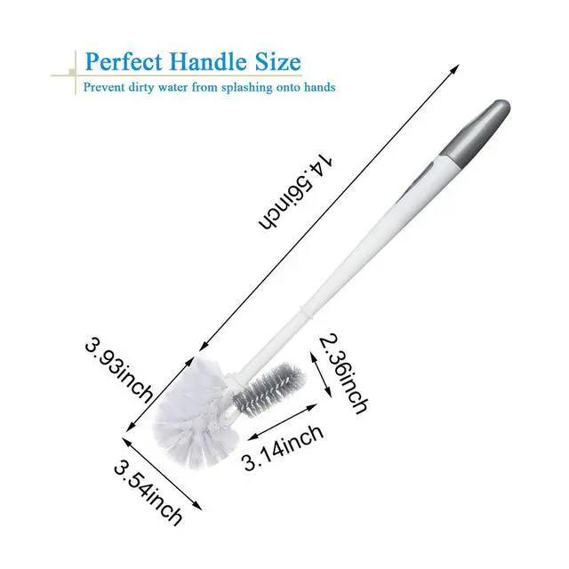 Alt view image 2 of 6 - 2 Pack Toilet Bowl Brush Without Holder for Bathroom, Under-Rim Double Brush Head, Long Handle Household Cleaning Brushes Set (2 Pack Grey Brush Without Holder)
