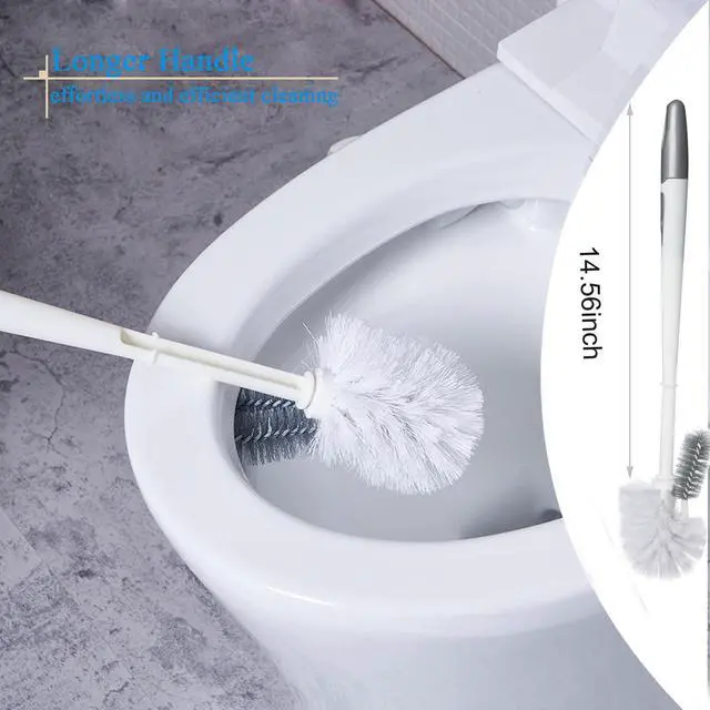 Alt view image 4 of 6 - 2 Pack Toilet Bowl Brush Without Holder for Bathroom, Under-Rim Double Brush Head, Long Handle Household Cleaning Brushes Set (2 Pack Grey Brush Without Holder)