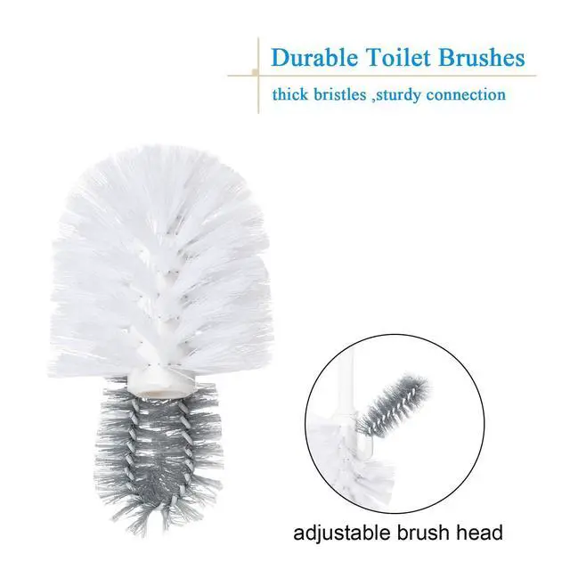 Alt view image 5 of 6 - 2 Pack Toilet Bowl Brush Without Holder for Bathroom, Under-Rim Double Brush Head, Long Handle Household Cleaning Brushes Set (2 Pack Grey Brush Without Holder)