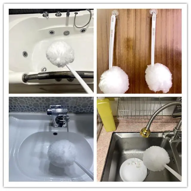Alt view image 3 of 4 - Bowl Brush Toilet Cleaning Brush Set Soft Polyester Head 15x5 inches White (4PacK)