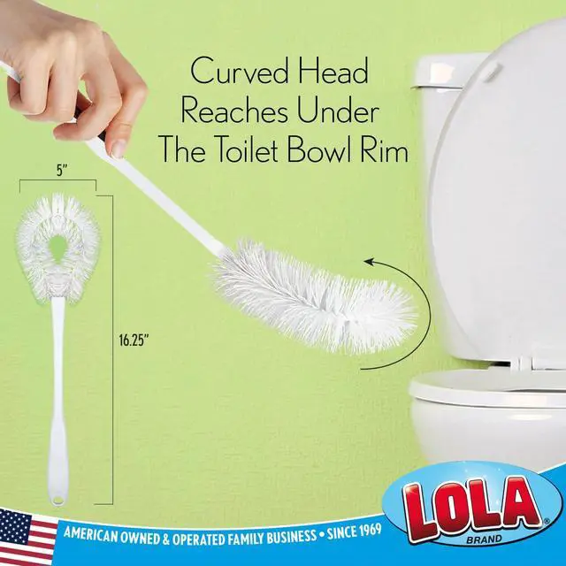 Alt view image 2 of 5 - Toilet Bowl Brush w/Curved Head, Coated Wire, Durable Poly Bristles, Reaches Under Toilet Bowl Rim, 1 Pack