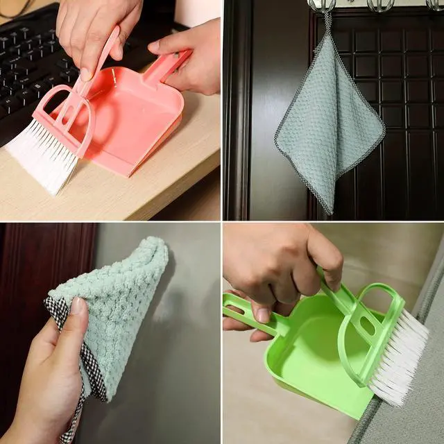 Alt view image 3 of 7 - 3 Pack Mini Hand Broom and Dustpan Set Small Dust Pans with Brush Set Cleaning Tool for Desk, Car and Animal Waste Mixed Color