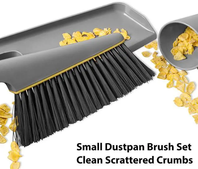 Alt view image 2 of 7 - Small Broom and Dustpan Set, Hand Mini Dust-Pan and Brush, Handheld Portable Compact, 1 Piece, Gray