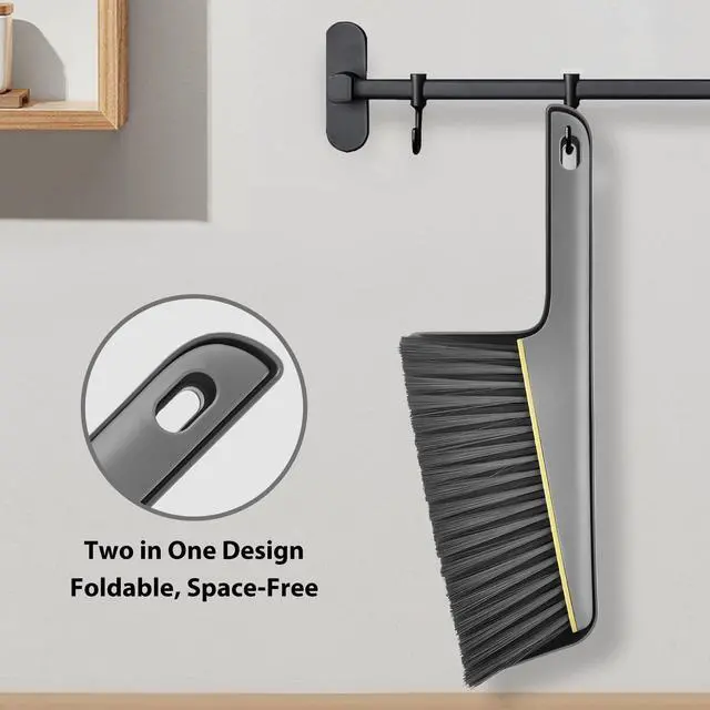 Alt view image 5 of 7 - Small Broom and Dustpan Set, Hand Mini Dust-Pan and Brush, Handheld Portable Compact, 1 Piece, Gray