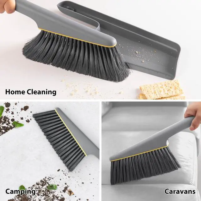 Alt view image 6 of 7 - Small Broom and Dustpan Set, Hand Mini Dust-Pan and Brush, Handheld Portable Compact, 1 Piece, Gray