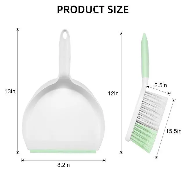 Alt view image 2 of 7 - Dust Pan and Brush Set, Large Hand Broom and Dustpan Set Large Brush and Dustpan Set for Camping Broom and Dustpan Combo for Daily Cleaning Pet Hair Office Home Car, Light & Green