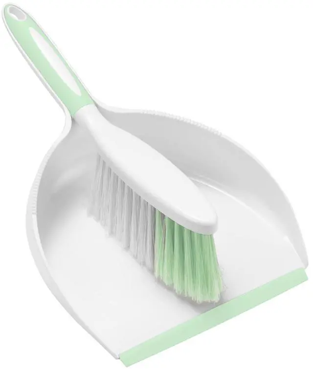 Main image of Dust Pan and Brush Set, Large Hand Broom and Dustpan Set Large Brush and Dustpan Set for Camping Broom and Dustpan Combo for Daily Cleaning Pet Hair Office Home Car, Light & Green
