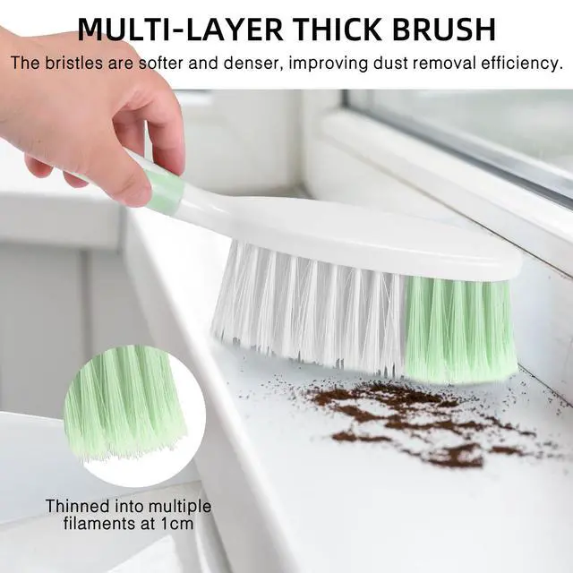 Alt view image 3 of 7 - Dust Pan and Brush Set, Large Hand Broom and Dustpan Set Large Brush and Dustpan Set for Camping Broom and Dustpan Combo for Daily Cleaning Pet Hair Office Home Car, Light & Green