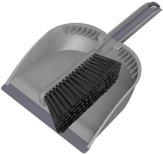 Main image of Small Dustpan and Brush Set, Nesting Snap-On Handheld Broom and Dust Pan with Teeth Portable Broom and Dustpan Set Suitable for Desktop, Pets Care, Sofa, Camping, Grey