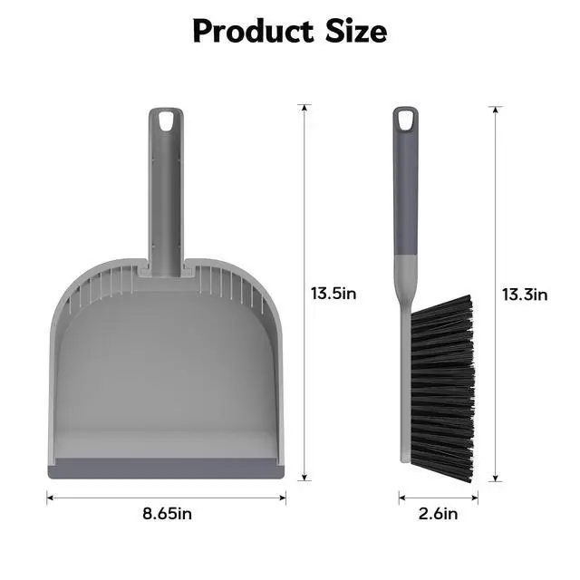 Alt view image 2 of 7 - Small Dustpan and Brush Set, Nesting Snap-On Handheld Broom and Dust Pan with Teeth Portable Broom and Dustpan Set Suitable for Desktop, Pets Care, Sofa, Camping, Grey