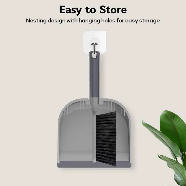 Alt view image 6 of 7 - Small Dustpan and Brush Set, Nesting Snap-On Handheld Broom and Dust Pan with Teeth Portable Broom and Dustpan Set Suitable for Desktop, Pets Care, Sofa, Camping, Grey