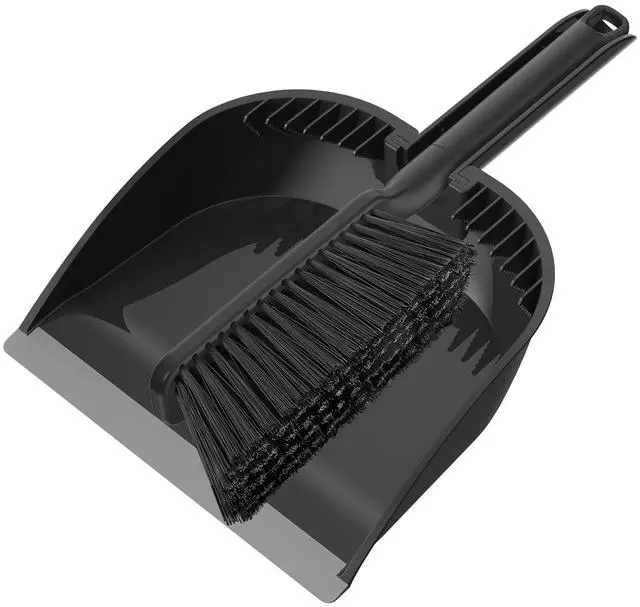 Main image of Small Dustpan and Brush Set, Nesting Snap-On Handheld Broom and Dust Pan with Teeth Portable Broom and Dustpans Sets Suitable for Desktop, Pets Care, Sofa, Camping, Black