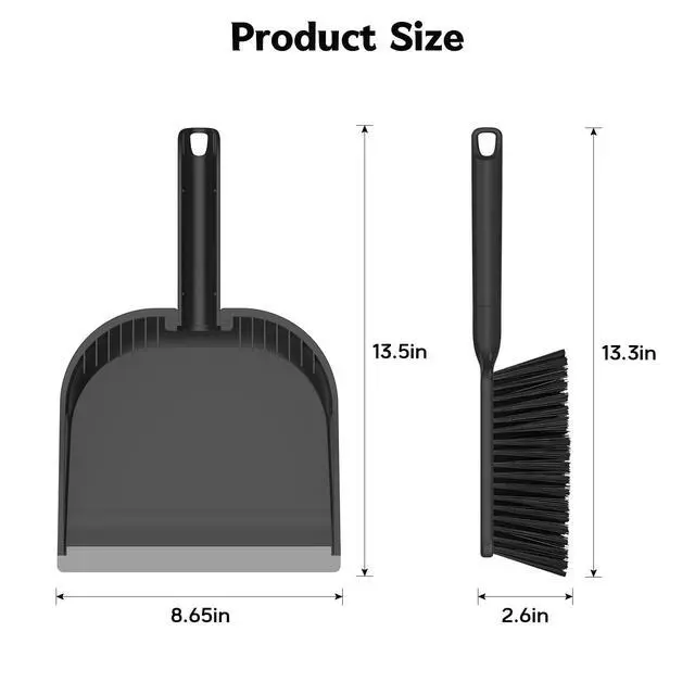 Alt view image 2 of 7 - Small Dustpan and Brush Set, Nesting Snap-On Handheld Broom and Dust Pan with Teeth Portable Broom and Dustpans Sets Suitable for Desktop, Pets Care, Sofa, Camping, Black