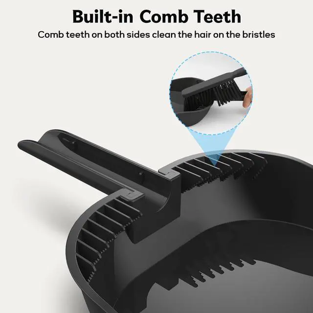 Alt view image 5 of 7 - Small Dustpan and Brush Set, Nesting Snap-On Handheld Broom and Dust Pan with Teeth Portable Broom and Dustpans Sets Suitable for Desktop, Pets Care, Sofa, Camping, Black
