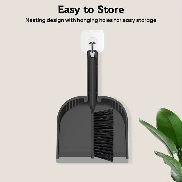 Alt view image 6 of 7 - Small Dustpan and Brush Set, Nesting Snap-On Handheld Broom and Dust Pan with Teeth Portable Broom and Dustpans Sets Suitable for Desktop, Pets Care, Sofa, Camping, Black