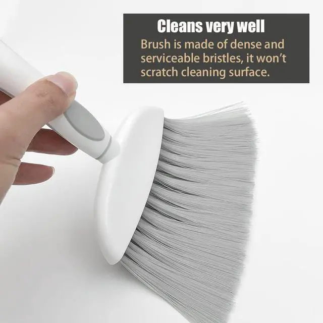 Alt view image 2 of 7 - Dust pan, Small Broom and Dustpan Set, Mini Dustpan and Brush Set, Small Hand Broom with Dust Pan for Desk Table Cat Litter - Compact Hand Broom for Kitchen Counter Crumbs, RV Living Essentials (Gray)