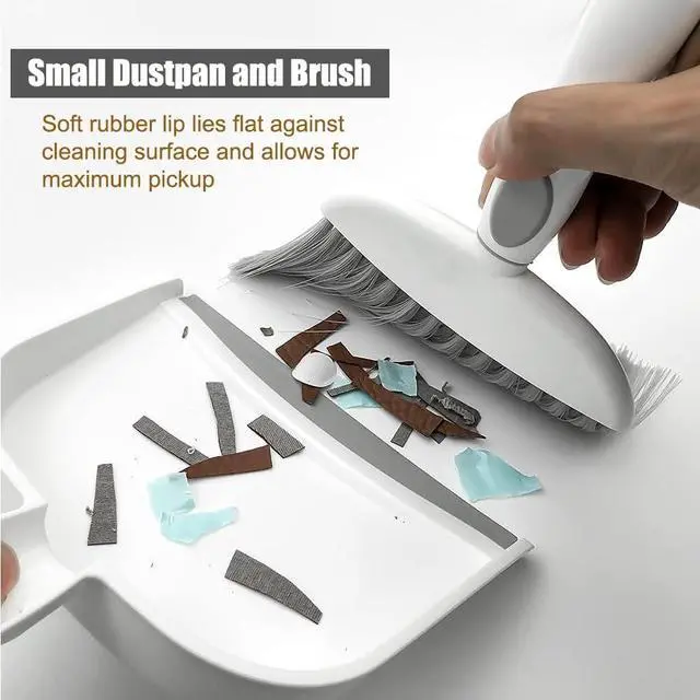 Alt view image 3 of 7 - Dust pan, Small Broom and Dustpan Set, Mini Dustpan and Brush Set, Small Hand Broom with Dust Pan for Desk Table Cat Litter - Compact Hand Broom for Kitchen Counter Crumbs, RV Living Essentials (Gray)