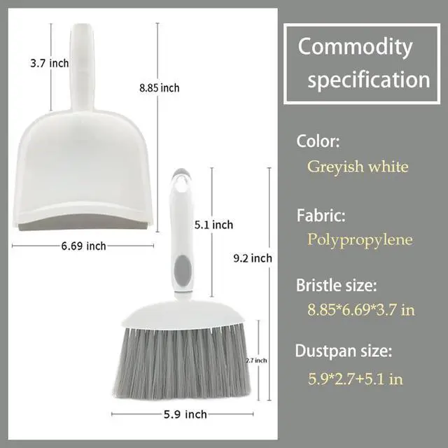 Alt view image 6 of 7 - Dust pan, Small Broom and Dustpan Set, Mini Dustpan and Brush Set, Small Hand Broom with Dust Pan for Desk Table Cat Litter - Compact Hand Broom for Kitchen Counter Crumbs, RV Living Essentials (Gray)