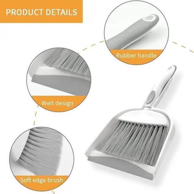 Alt view image 7 of 7 - Dust pan, Small Broom and Dustpan Set, Mini Dustpan and Brush Set, Small Hand Broom with Dust Pan for Desk Table Cat Litter - Compact Hand Broom for Kitchen Counter Crumbs, RV Living Essentials (Gray)