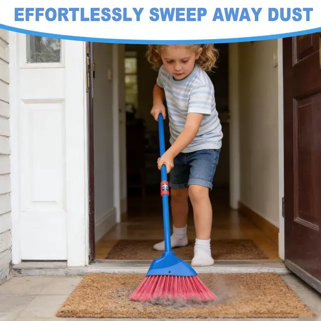 Alt view image 3 of 7 - Small Broom-Indoor or Outdoor Portable Broom with Adjustable Handle, Cleaning Little Helper for Housekeeping,Office,Working Desk,Pet Nest
