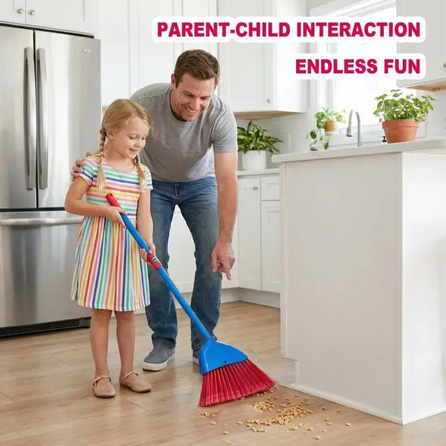 Alt view image 4 of 7 - Small Broom-Indoor or Outdoor Portable Broom with Adjustable Handle, Cleaning Little Helper for Housekeeping,Office,Working Desk,Pet Nest