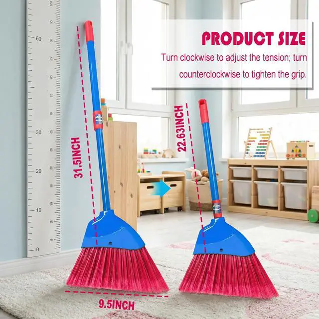 Alt view image 7 of 7 - Small Broom-Indoor or Outdoor Portable Broom with Adjustable Handle, Cleaning Little Helper for Housekeeping,Office,Working Desk,Pet Nest