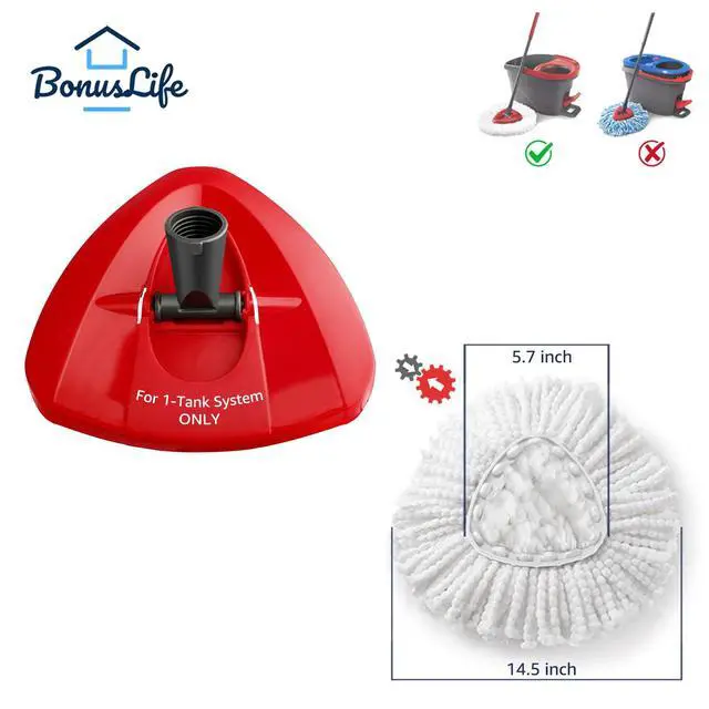 Alt view image 4 of 5 - 2-Pack Mop Head for O-Ceda EasyWrin Spin Mop Refill 1-Tank System Only Easy Cleaning Microfiber Replacement