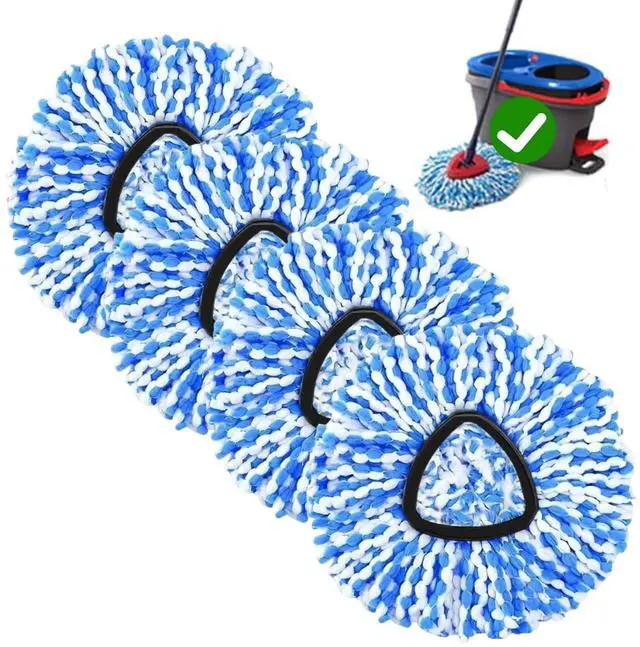 Main image of 4-Pack Spin Mop Replacement Head for O-Ceda RinseClean Spin Mop Refill 2-Tank System Microfiber Deep Cleaning Machine Washable and Easy-to-Replace