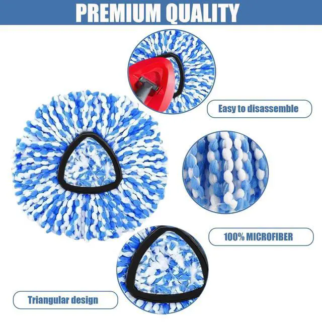 Alt view image 3 of 7 - 4-Pack Spin Mop Replacement Head for O-Ceda RinseClean Spin Mop Refill 2-Tank System Microfiber Deep Cleaning Machine Washable and Easy-to-Replace