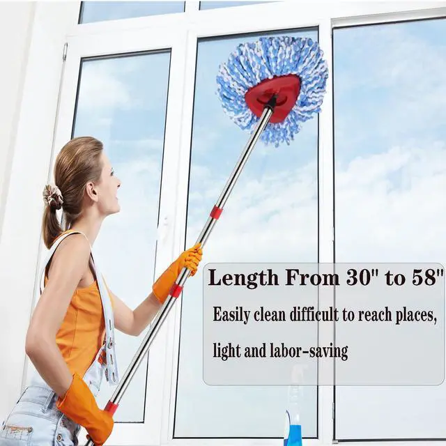 Alt view image 6 of 7 - Spin Mop Replacement Handle, 4-Section 30-to-58 inch Mop Replacement Stick Compatible with Ocedar Mop Handle for Easy Wring Mop Refills, Germany Screw Joint(Mop Head&Base not Include)