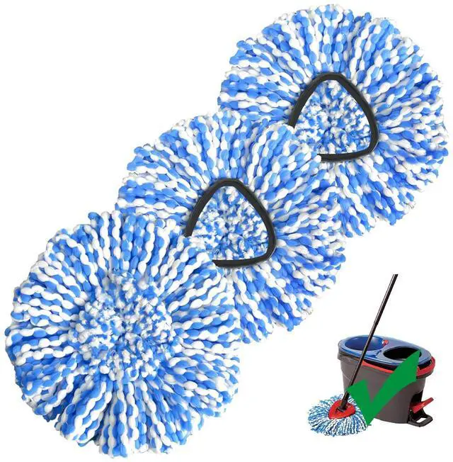 Main image of Spin Mop Replacement Head Compatible with RinseClean 2-Tank System, 3 Pack Machine Washable Mop Refills, Removes Dust, Hair & Kitchen Dirt