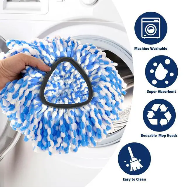 Alt view image 6 of 7 - Spin Mop Replacement Head Compatible with RinseClean 2-Tank System, 3 Pack Machine Washable Mop Refills, Removes Dust, Hair & Kitchen Dirt