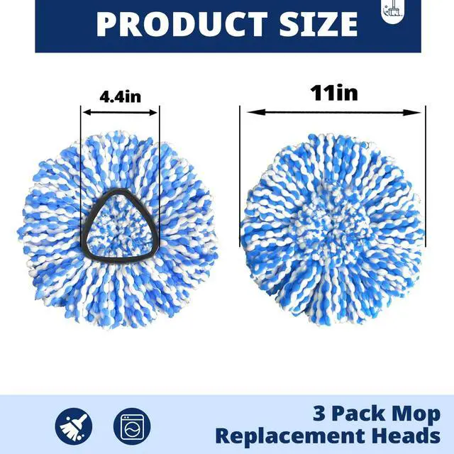 Alt view image 3 of 7 - Spin Mop Replacement Head Compatible with RinseClean 2-Tank System, 3 Pack Machine Washable Mop Refills, Removes Dust, Hair & Kitchen Dirt
