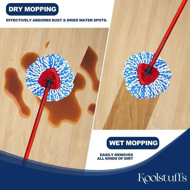 Alt view image 5 of 7 - Spin Mop Replacement Head Compatible with RinseClean 2-Tank System, 3 Pack Machine Washable Mop Refills, Removes Dust, Hair & Kitchen Dirt