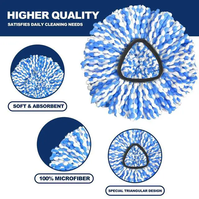 Alt view image 4 of 7 - Spin Mop Replacement Head Compatible with RinseClean 2-Tank System, 3 Pack Machine Washable Mop Refills, Removes Dust, Hair & Kitchen Dirt