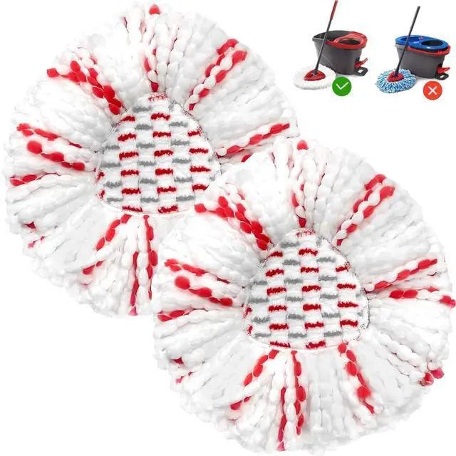 Main image of 2 Pack Mop Heads Replacements - 40% More Cleaning Power, Spin Mop Heads Replacements for O Cedar Easy Wring 1-Tank System, Deep Cleaning, Microfiber and Machine Washable