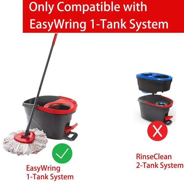 Alt view image 2 of 6 - 2 Pack Mop Heads Replacements - 40% More Cleaning Power, Spin Mop Heads Replacements for O Cedar Easy Wring 1-Tank System, Deep Cleaning, Microfiber and Machine Washable