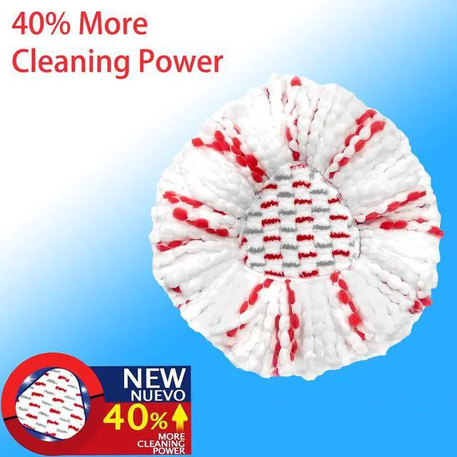 Alt view image 3 of 6 - 2 Pack Mop Heads Replacements - 40% More Cleaning Power, Spin Mop Heads Replacements for O Cedar Easy Wring 1-Tank System, Deep Cleaning, Microfiber and Machine Washable