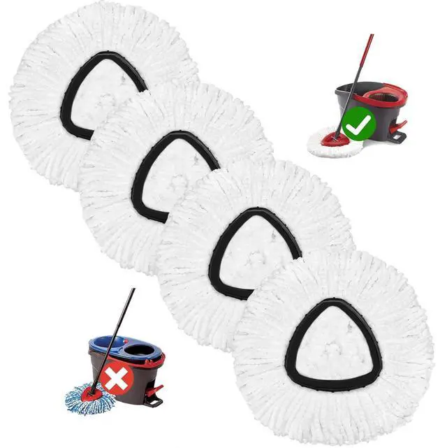 Main image of 4 Pack Mop Replacement Heads for O-Ceda Mop Replace Head Spin Mop Heads Replacements, Microfiber Spin Mop Refills, Easy Cleaning Mop Head Machine Washable