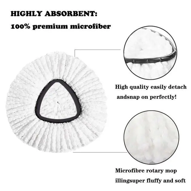 Alt view image 3 of 7 - 4 Pack Mop Replacement Heads for O-Ceda Mop Replace Head Spin Mop Heads Replacements, Microfiber Spin Mop Refills, Easy Cleaning Mop Head Machine Washable
