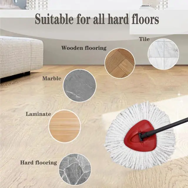 Alt view image 5 of 7 - 4 Pack Mop Replacement Heads for O-Ceda Mop Replace Head Spin Mop Heads Replacements, Microfiber Spin Mop Refills, Easy Cleaning Mop Head Machine Washable