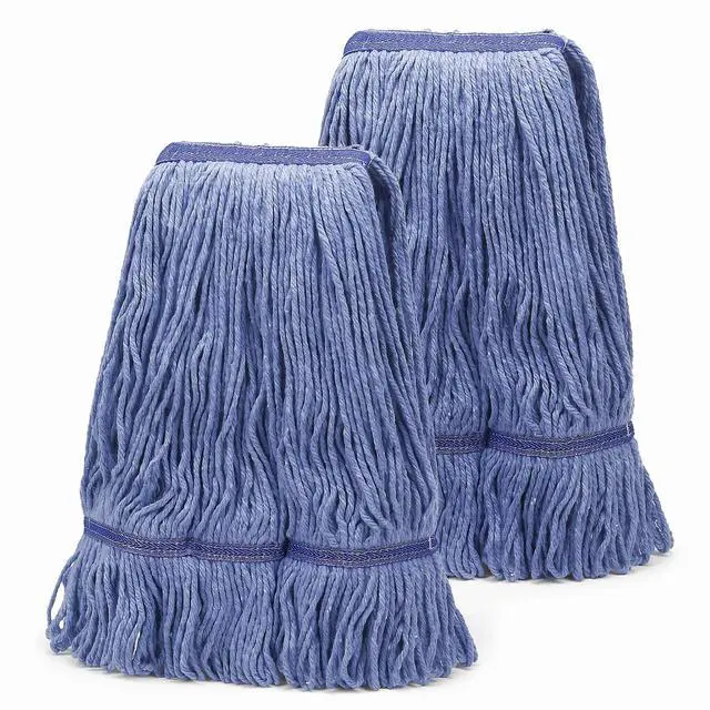 Main image of 2 Pack Heavy Mop Replace Headmop Head Replacement,Commercial mop Heads,Reusable Mop Head Refills-Replacement Mop Heads SuitableWet Industrial Blue Cotton Looped End String Head Refill (Blue)